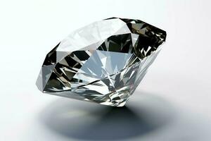wit glimmend Doorzichtig groot diamant of mooi juweel geïsoleerd Aan wit oppervlak. oogverblindend klassiek diamant concept door ai gegenereerd foto