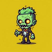 een griezelig zombie in tekenfilm stijl. een eng zombie opstanding en kruipen voor halloween viering. halloween concept door ai gegenereerd foto
