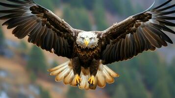 adelaar vrij vliegend onder de zonlicht en blauw lucht. roofzuchtig vogel jacht- in safari oosten- Afrika concept door ai gegenereerd foto