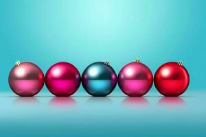 Kerstmis achtergrond met Kerstmis ballen ornamenten hangende met kopiëren ruimte. Kerstmis decoratie concept door ai gegenereerd foto
