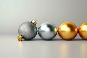 Kerstmis achtergrond met Kerstmis ballen ornamenten hangende met kopiëren ruimte. Kerstmis decoratie concept door ai gegenereerd foto