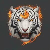 brand wit tijger hoofd mascotte, voor t-shirts, banners en esports spel logo's, enz. ai gegenereerd foto