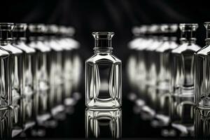 parfum fles of whisky fles in elegant stijl Aan een mockup stijl achtergrond foto