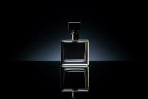 parfum fles of whisky fles in elegant stijl Aan een mockup stijl achtergrond foto