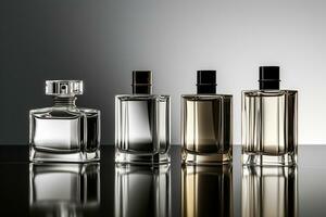 parfum fles of whisky fles in elegant stijl Aan een mockup stijl achtergrond foto