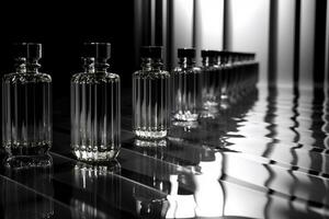 parfum fles of whisky fles in elegant stijl Aan de achtergrond van rotsen foto