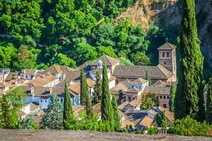Spanje, Andalusië regio, Granada stad- panorama van alhambra gezichtspunt foto
