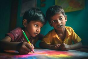 Indisch kleuterschool kinderen. genereren ai foto
