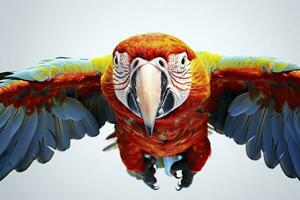 kleurrijk ara papegaai geïsoleerd Aan wit achtergrond. foto
