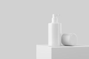 schoonheidsmiddelen fles pot verpakking 3d renderen wit blanco mockup foto
