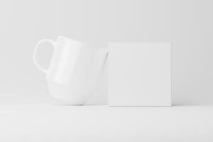 keramisch mok kop voor koffie thee wit blanco 3d renderen mockup foto