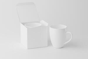 keramisch mok kop voor koffie thee wit blanco 3d renderen mockup foto