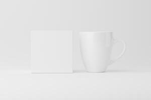 keramisch mok kop voor koffie thee wit blanco 3d renderen mockup foto