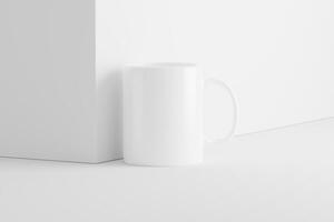 keramisch mok kop voor koffie thee wit blanco 3d renderen mockup foto