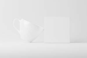 keramisch mok kop voor koffie thee wit blanco 3d renderen mockup foto