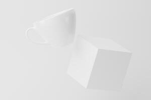 keramisch mok kop voor koffie thee wit blanco 3d renderen mockup foto