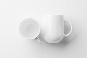 keramisch mok kop voor koffie thee wit blanco 3d renderen mockup foto