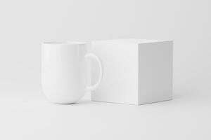 keramisch mok kop voor koffie thee wit blanco 3d renderen mockup foto