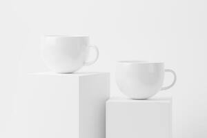 keramisch mok kop voor koffie thee wit blanco 3d renderen mockup foto