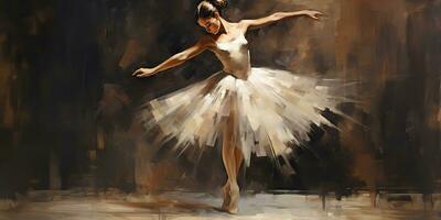 ai gegenereerd. ai generatief. klassiek ballerina dansen achtergrond. schilderij tekening grafisch kunst. grafisch kunst foto