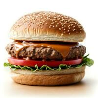Hamburger geïsoleerd Aan wit achtergrond vers hamburger snel voedsel met rundvlees ai gegenereerd foto