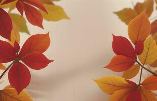 herfst bladeren met kopiëren ruimte in pastel achtergrond ai gegenereerd foto