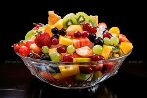 kom van gezond vers fruit salade, ai gegenereerd foto