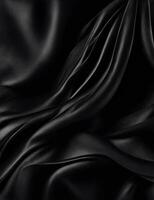 zwart zijde achtergrond in luxe structuur stijl, diep zwart illustratie foto
