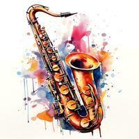 waterverf saxofoon illustratie kleurrijk vector wit achtergrond foto