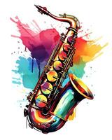 waterverf saxofoon illustratie kleurrijk vector wit achtergrond foto