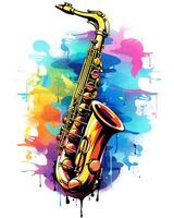 waterverf saxofoon illustratie kleurrijk vector wit achtergrond foto