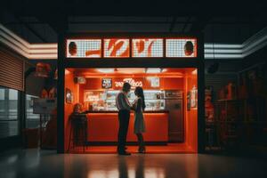 emotioneel gevolg neon retro stijl fotograaf van mensen ai generatief foto