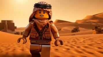 Lego karakter verkennen een episch Lego wereld ai generatief foto