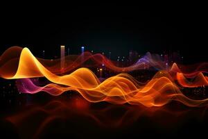 een zichtbaar van muziek- golven van een oranje achtergrond foto