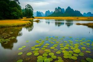 de li rivier- in China. ai-gegenereerd foto