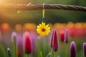 foto behang de zon, bloemen, de veld, de veld, de veld, de veld,. ai-gegenereerd