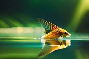 een goudvis zwemmen in de water. ai-gegenereerd foto