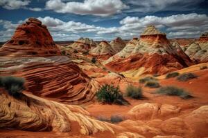 een dramatisch schot van de zuiden coyote buttes rots formaties in de nationaal park, met hun opvallend kleuren en texturen. generatief ai foto