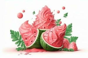 watermeloen ijsje geïsoleerd Aan wit achtergrond. generatief ai foto