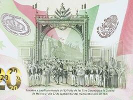 aankomst naar Mexico stad van de leger van de verdrievoudigen garantie Aan 27 september 1821 foto