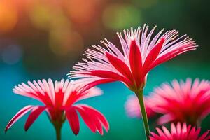 roze bloemen in de zon met een wazig achtergrond. ai-gegenereerd foto