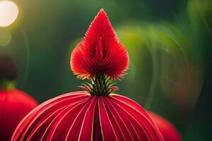 een rood bloem met een groen stang. ai-gegenereerd foto