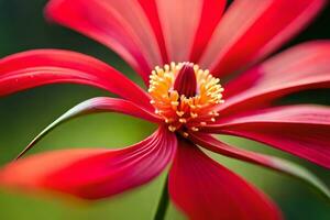 een rood bloem met geel meeldraad. ai-gegenereerd foto