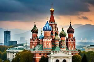 de rood plein in Moskou, Rusland. ai-gegenereerd foto