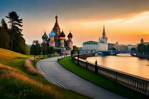 Moskou, Rusland, kremlin, het kremlin brug, kremlin, het kremlin brug. ai-gegenereerd foto