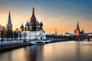 Moskou, Rusland, kremlin, het kremlin toren, het kremlin brug, kremlin. ai-gegenereerd foto