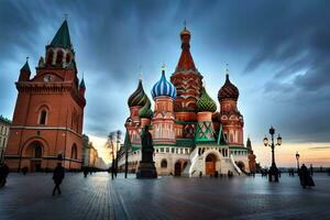 de kathedraal van st basilicum in Moskou, Rusland. ai-gegenereerd foto