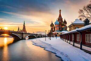 de rood plein in Moskou, Rusland. ai-gegenereerd foto