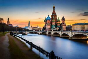 de rood plein in Moskou, Rusland. ai-gegenereerd foto