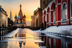 de het kremlin Bij zonsondergang. ai-gegenereerd foto